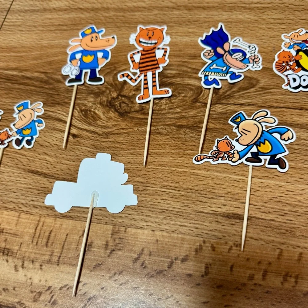 Dog Man Character Cupcake Toppers